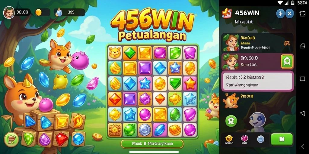 Tampilan layar gameplay 456WIN yang menampilkan aksi mencocokkan bentuk.