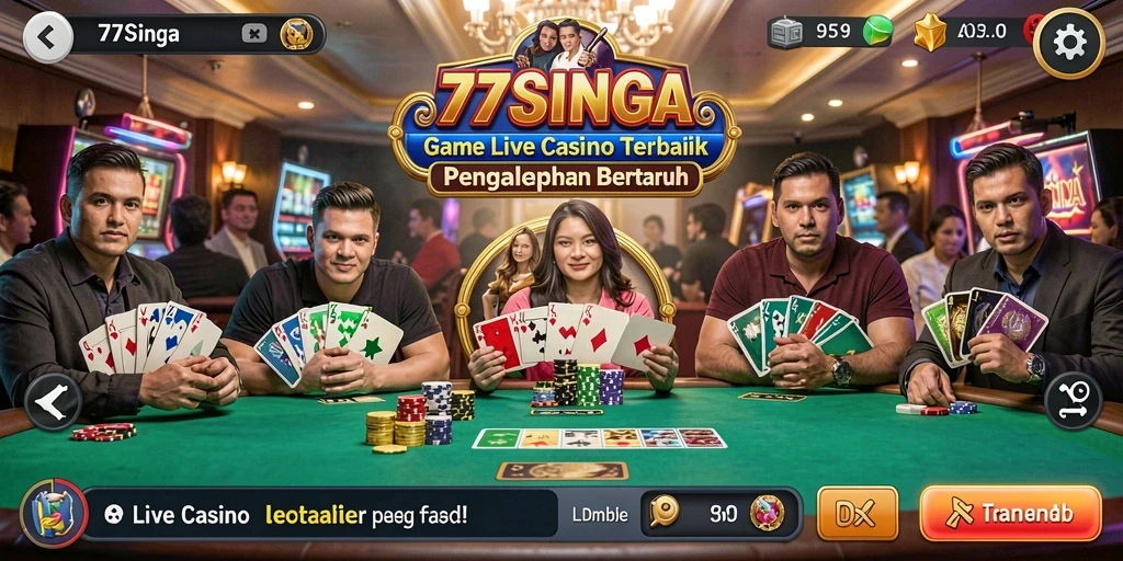 Tampilan gameplay Live Casino yang memukau di 77SINGA.