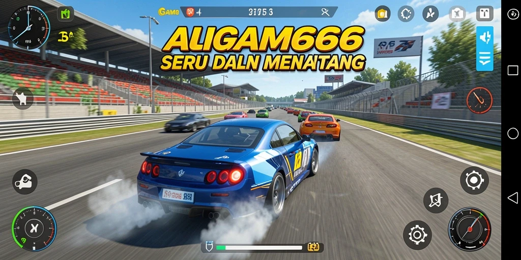 Gameplay AGAM66 dengan mobil balap yang cepat dan trek menantang.
