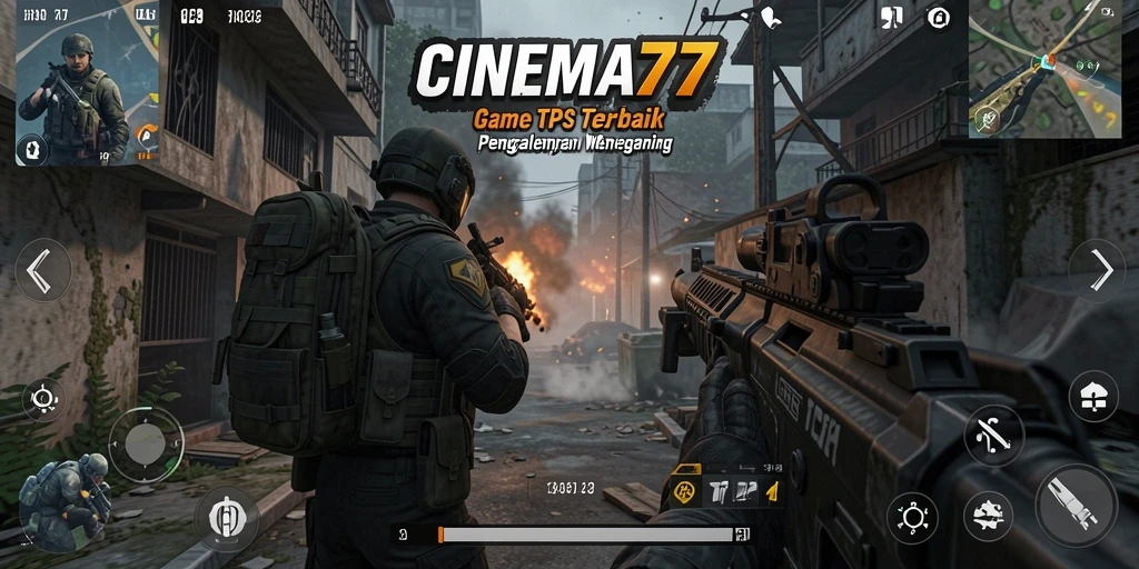 Screenshot utama CINEMA77 menampilkan aksi seru dalam gameplay TPS.