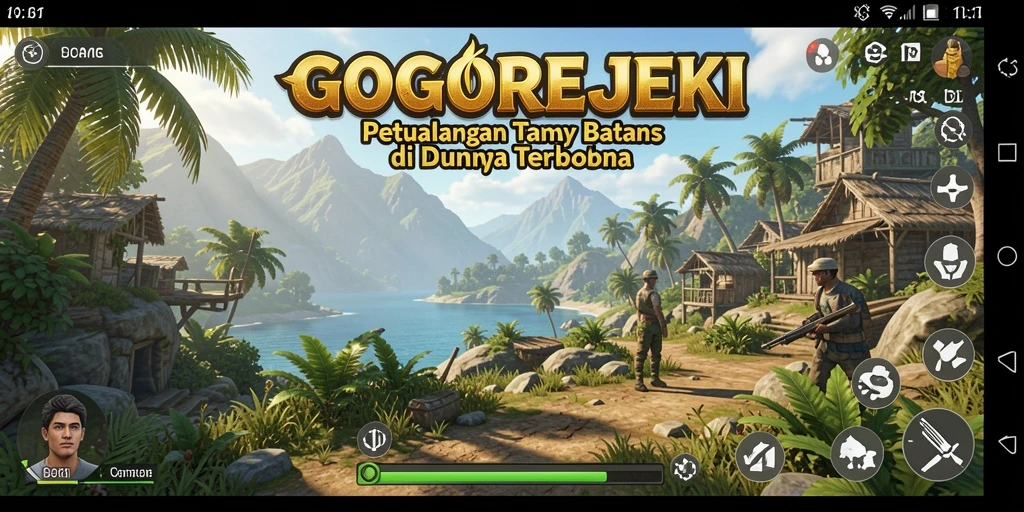 Tampilan gameplay GOGOREJEKI dalam dunia terbuka yang luas.