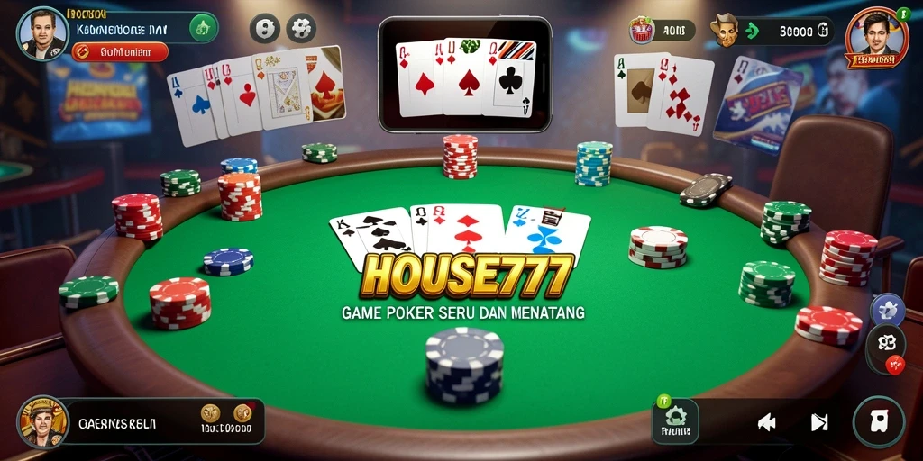 Tampilan gameplay Poker di HOUSE777 dengan desain yang mengesankan.