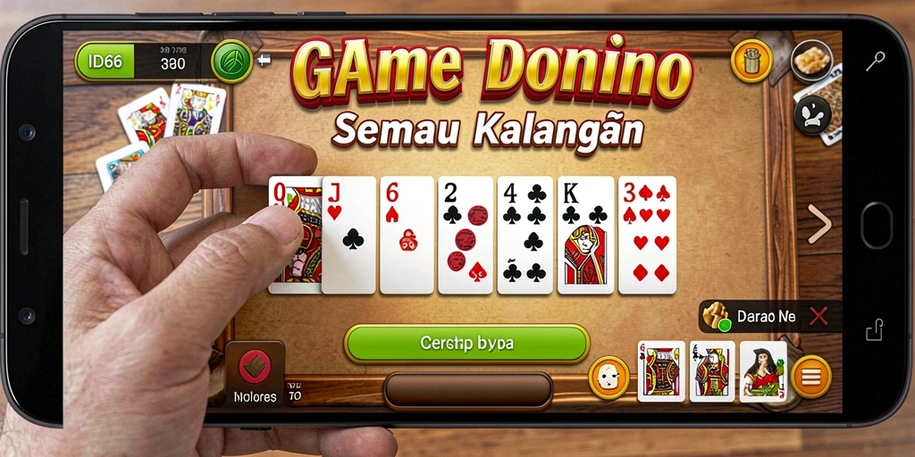 Tampilan gameplay Domino seru dalam aplikasi ID66.