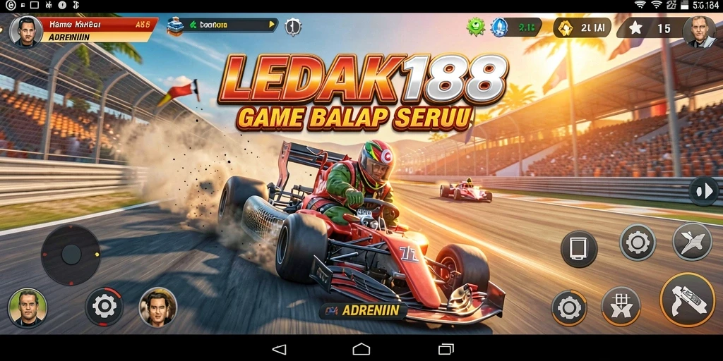 Tampilan gameplay seru dalam balapan cepat LEDAK188.