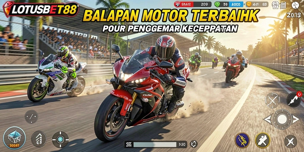 Tampilan gameplay menegangkan dari LOTUSBET88 dengan motor berkecepatan tinggi.