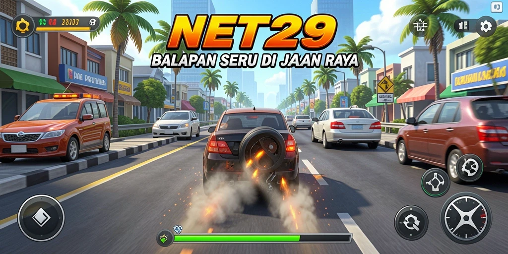 Screenshot NET29 menampilkan aksi balapan yang mendebarkan.