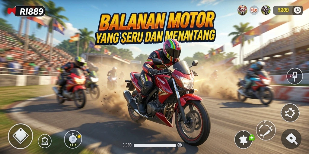 Gameplay menegangkan dalam balapan motor yang seru.