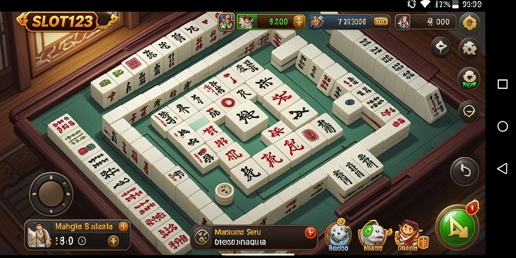 Tampilan menarik dari gameplay Mahjong di SLOT123.