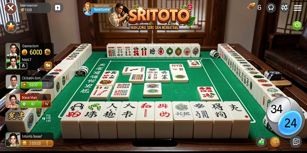 Tampilan gameplay <strong>SRITOTO</strong> dengan ubin-ubin Mahjong yang menarik.