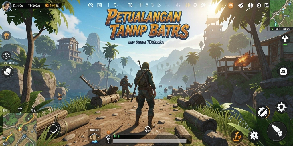 Screenshot utama T6 menunjukkan petualangan seru di dunia terbuka.