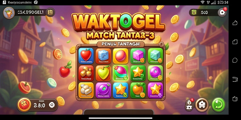 Tampilan menarik dari gameplay Match-3 WAKTOGEL.